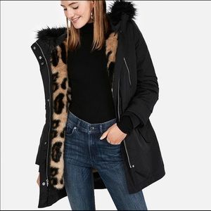 Express 2018 Coat with Removable Leopard Vest